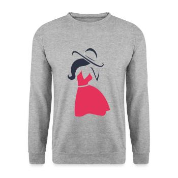 Frau Kleid Hut Weiblich Lady Silhouette Geschenk - Unisex Pullover - Weißgrau meliert - Vorne - Alina (178cm) & Michal (187cm)