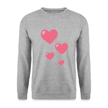 Herz Muster Dekoration Ornament Geschenk - Unisex Pullover - Weißgrau meliert - Vorne - Alina (178cm) & Michal (187cm)