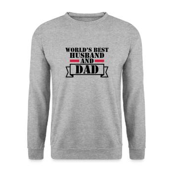 World's Best Husband and Dad - Unisex Pullover - Weißgrau meliert - Vorne - Alina (178cm) & Michal (187cm)