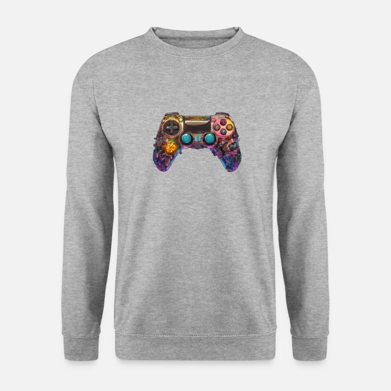 FusionX EvoGrip // Gaming Controller Art - Unisex Pullover - Weißgrau meliert