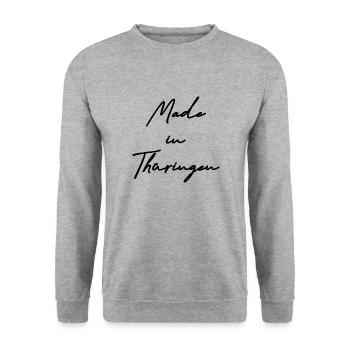 made in thüringen - Unisex Pullover - Weißgrau meliert - Vorne - Alina (178cm) & Michal (187cm)