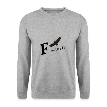 Freiheit - Unisex Pullover - Weißgrau meliert - Vorne - Alina (178cm) & Michal (187cm)