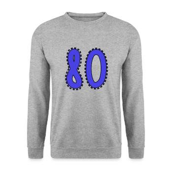 80. 80 YEARS. 80th ANNIVERSARY. 80 YEARS ANNIVERSARY. - Unisex Sweatshirt - salt & pepper - Front - Alina (178cm) & Michal (187cm)