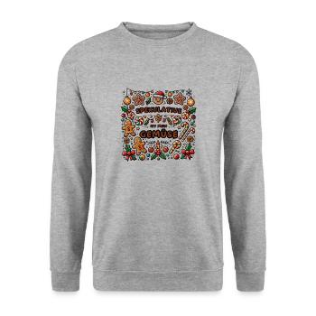 Spekulatius ist mein Gemüse Lustiger Spruch - Unisex Pullover - Weißgrau meliert - Vorne - Alina (178cm) & Michal (187cm)