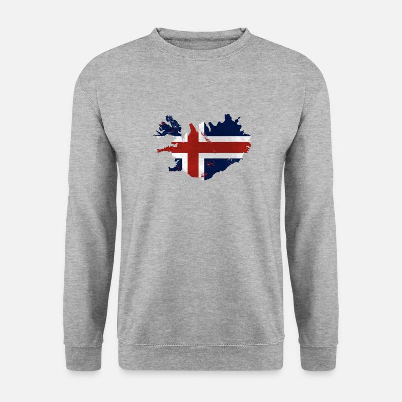 Iceland Flag Map - Unisex Pullover - Weißgrau meliert