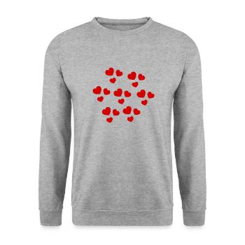 ALLES GUTE ZUM GEBURTSTAG. ALLES GUTE ZUM GEBURTSTAG. JAHRESTAG. - Unisex Pullover - Weißgrau meliert - Vorne - Alina (178cm) & Michal (187cm)