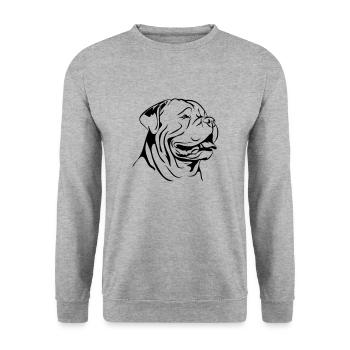 BORDEAUXDOGGE Bordeaux Mastiff Wilsigns Dogs - Unisex Sweatshirt - salt & pepper - Front - Alina (178cm) & Michal (187cm)