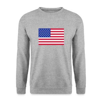 USA Flag - Unisex Sweatshirt - salt & pepper - Front - Alina (178cm) & Michal (187cm)