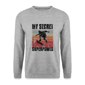 My Secret Superpower Skateboard Skateboarder Skate - Sweat-shirt Unisexe - gris chiné - Devant - Alina (178cm) & Michal (187cm)