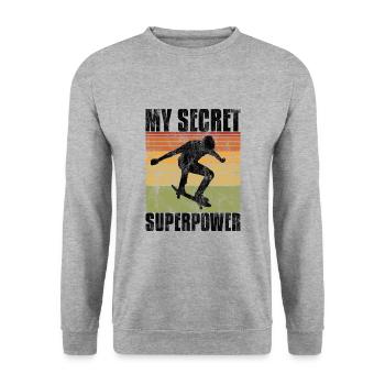 My Secret Superpower Skateboard Skateboarder Skate - Sweat-shirt Unisexe - gris chiné - Devant - Alina (178cm) & Michal (187cm)