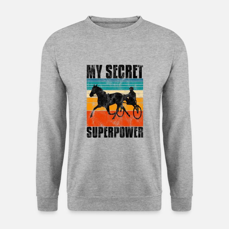 My Secret Superpower Trabrennen Trabreiter Sulky - Unisex Pullover - Weißgrau meliert