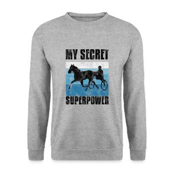 My Secret Superpower Trotting Race Trabreiter Sulky - Unisex Sweatshirt - salt & pepper - Front - Alina (178cm) & Michal (187cm)
