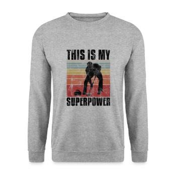 Curling is my Superpower Curler Eisstockschießen - Unisex Sweatshirt - salt & pepper - Front - Alina (178cm) & Michal (187cm)