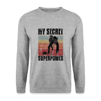 Curling is my superpower curler curling - Unisex Sweatshirt - salt & pepper - Front - Alina (178cm) & Michal (187cm)