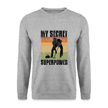 Curling is my superpower curler curling - Unisex Sweatshirt - salt & pepper - Front - Alina (178cm) & Michal (187cm)