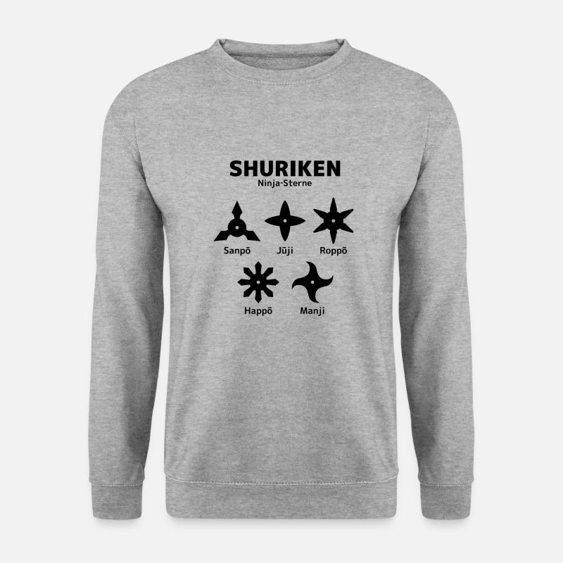 Shuriken - Ninja Sterne - Unisex Pullover - Weißgrau meliert