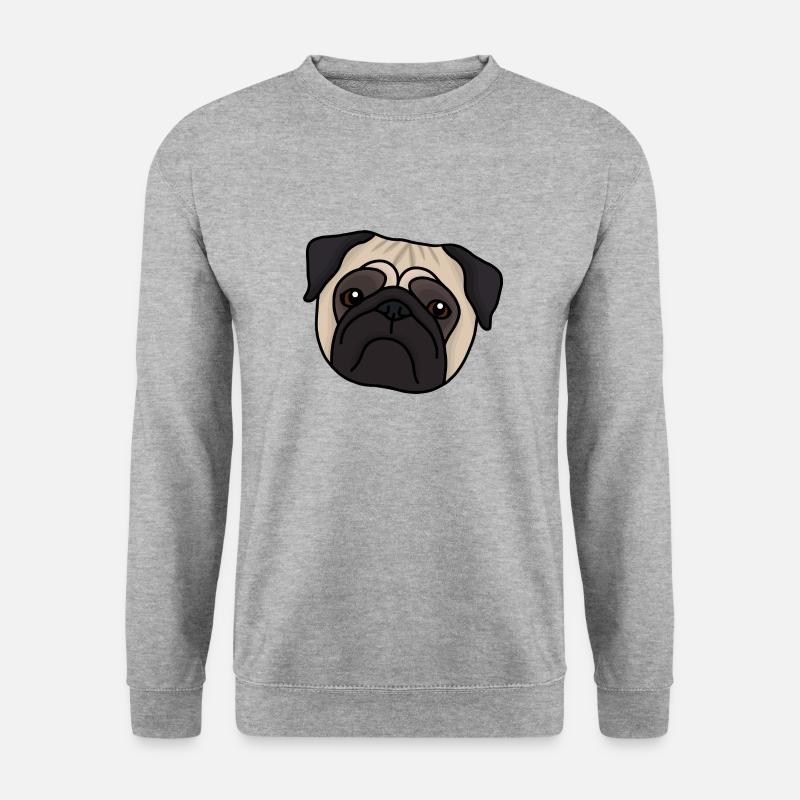 Mops - Unisex Pullover - Weißgrau meliert