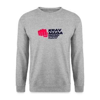 KRAV MAGA SCHOOL - Unisex Pullover - Weißgrau meliert - Vorne - Alina (178cm) & Michal (187cm)