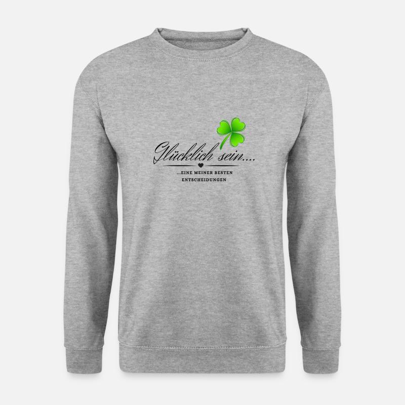Glücklich sein - Unisex Pullover - Weißgrau meliert