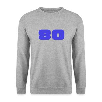 80. 80 YEARS. 80TH ANNIVERSARY. BIRTHDAY 80 YEARS. - Unisex Sweatshirt - salt & pepper - Front - Alina (178cm) & Michal (187cm)