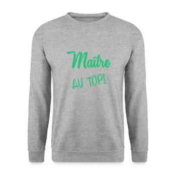 MASTER. THANK YOU. THANK YOU, MASTER. MASTER. MASTER GIFT - Unisex Sweatshirt - salt & pepper - Front - Alina (178cm) & Michal (187cm)