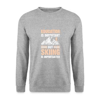 Ski Ski Education - Sweat-shirt Unisexe - gris chiné - Devant - Alina (178cm) & Michal (187cm)