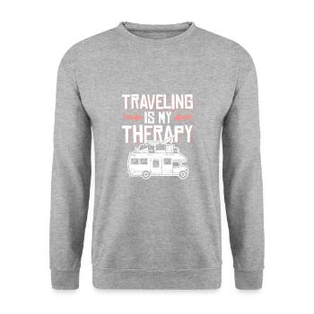 voyage thérapie - Sweat-shirt Unisexe - gris chiné - Devant - Alina (178cm) & Michal (187cm)