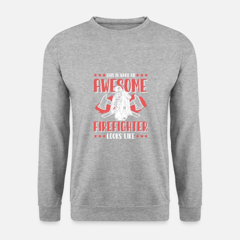 Feuerwehr awesome - Unisex Pullover - Weißgrau meliert