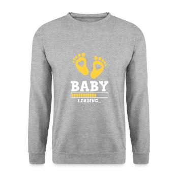 bébé loading spruch - Sweat-shirt Unisexe - gris chiné - Devant - Alina (178cm) & Michal (187cm)