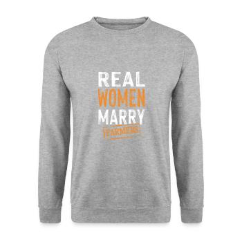 frauen heiraten bauern - Unisex Pullover - Weißgrau meliert - Vorne - Alina (178cm) & Michal (187cm)