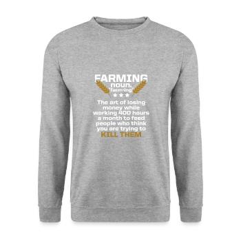 farming farmer - Unisex Sweatshirt - salt & pepper - Front - Alina (178cm) & Michal (187cm)