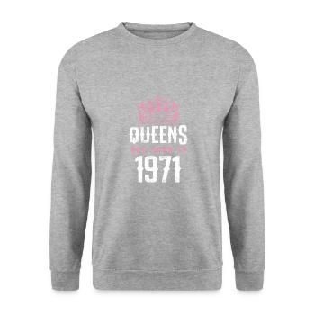 born in 1971 - Unisex Sweatshirt - salt & pepper - Front - Alina (178cm) & Michal (187cm)