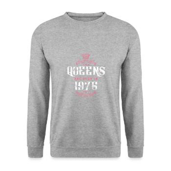 born in 1975 - Unisex Pullover - Weißgrau meliert - Vorne - Alina (178cm) & Michal (187cm)