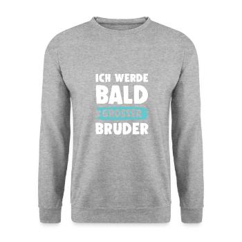Ich werde grosser Bruder - Unisex Pullover - Weißgrau meliert - Vorne - Alina (178cm) & Michal (187cm)