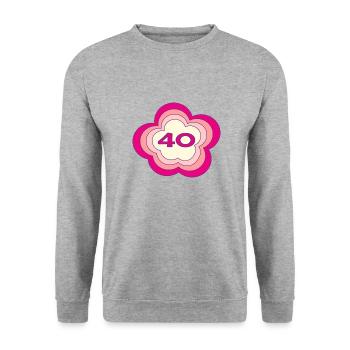 40. 40 ANS. 40e ANNIVERSAIRE. ANNIVERSAIRE 40 ANS. - Sweat-shirt Unisexe - gris chiné - Devant - Alina (178cm) & Michal (187cm)