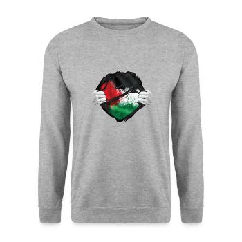 Free Palestine Stand With Palestine - Unisex Sweatshirt - salt & pepper - Front - Alina (178cm) & Michal (187cm)