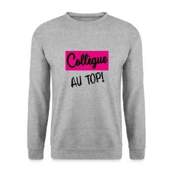 COLLEAGUE. START. EMPLOYMENT. HUMOR. MANAGER. CHIEF - Unisex Sweatshirt - salt & pepper - Front - Alina (178cm) & Michal (187cm)