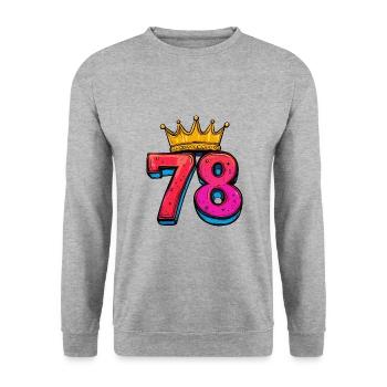 78 Number Krone - Unisex Sweatshirt - salt & pepper - Front - Alina (178cm) & Michal (187cm)