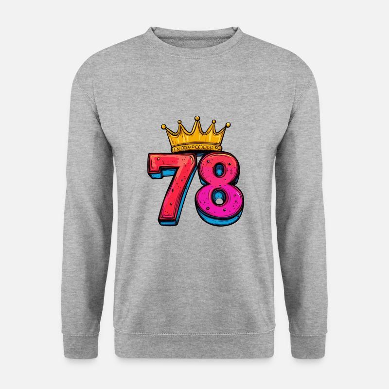 78 Zahl Krone - Unisex Pullover - Weißgrau meliert