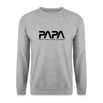 PAPA astronaute - Sweat-shirt Unisexe - gris chiné - Devant - Alina (178cm) & Michal (187cm)