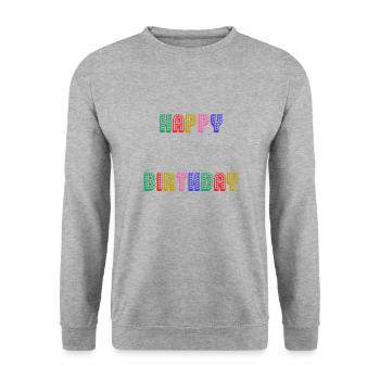 HAPPY BIRTHDAY. ANNIVERSARY. - Unisex Sweatshirt - salt & pepper - Front - Alina (178cm) & Michal (187cm)