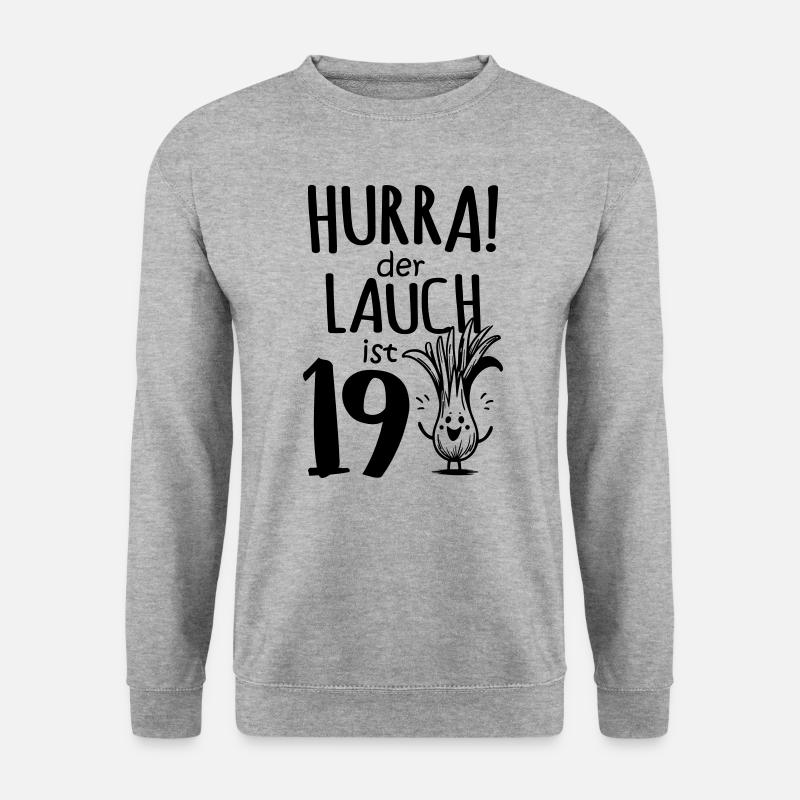 Hurra der Lauch ist 19 - Unisex Pullover - Weißgrau meliert