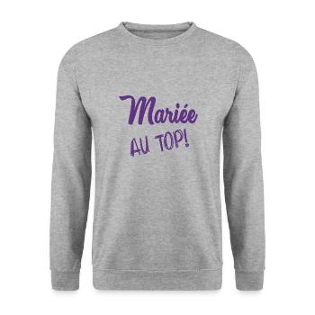 HOCHZEIT. ZUKÜNFTIGE BRAUT. Junggesellinnenabschied - Unisex Pullover - Weißgrau meliert - Vorne - Alina (178cm) & Michal (187cm)