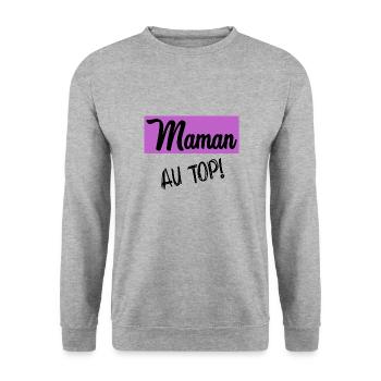 MOTHER'S DAY. HAPPY MOTHER'S DAY. MOM - Unisex Sweatshirt - salt & pepper - Front - Alina (178cm) & Michal (187cm)