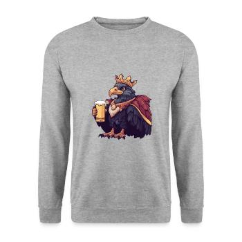 Adler Vogel Bier Lustig - Unisex Pullover - Weißgrau meliert - Vorne - Alina (178cm) & Michal (187cm)