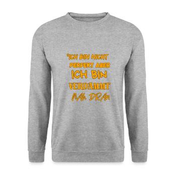 « JE SUIS SACRÉMENT PROCHE » - Sweat-shirt Unisexe - gris chiné - Devant - Alina (178cm) & Michal (187cm)