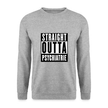 PSYCHIATRIE - STRAIGHT OUTTA - NERVENANSTALT - Unisex Pullover - Weißgrau meliert - Vorne - Alina (178cm) & Michal (187cm)