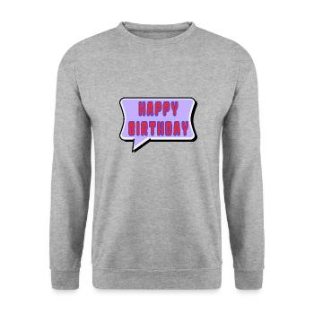 ALLES GUTE ZUM GEBURTSTAG. ALLES GUTE ZUM GEBURTSTAG. JAHRESTAG. - Unisex Pullover - Weißgrau meliert - Vorne - Alina (178cm) & Michal (187cm)