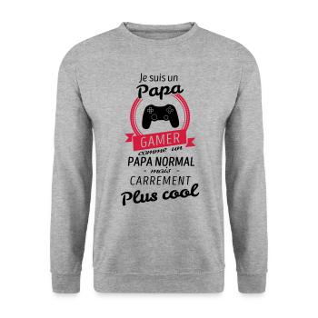 Je suis un papa Gamer - Sweat-shirt Unisexe - gris chiné - Devant - Alina (178cm) & Michal (187cm)