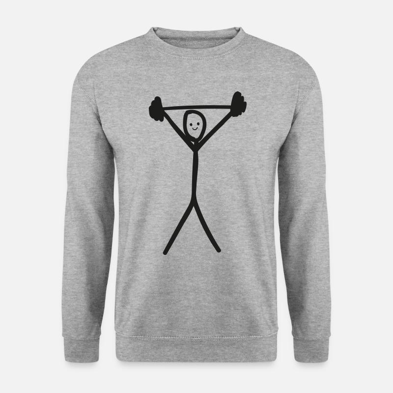 Fitness Strichmännchen Strichzeichnung - Unisex Pullover - Weißgrau meliert